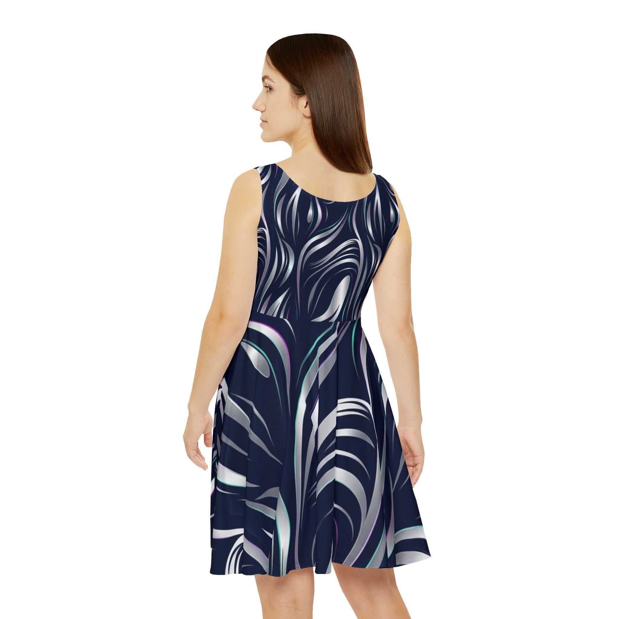 Abstract Wave Skater Dress