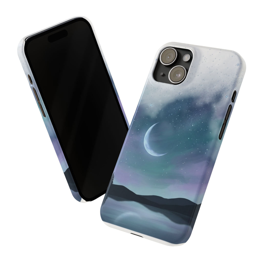 Phone Case – Night Sky Moon & Lake Artwork