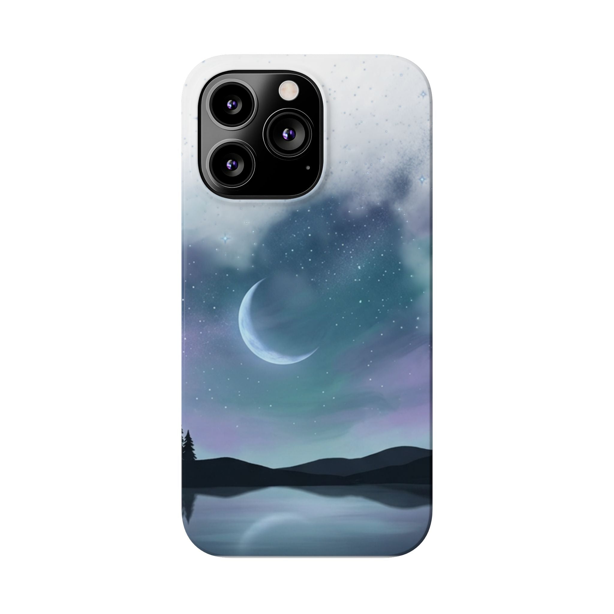 Phone Case – Night Sky Moon & Lake Artwork