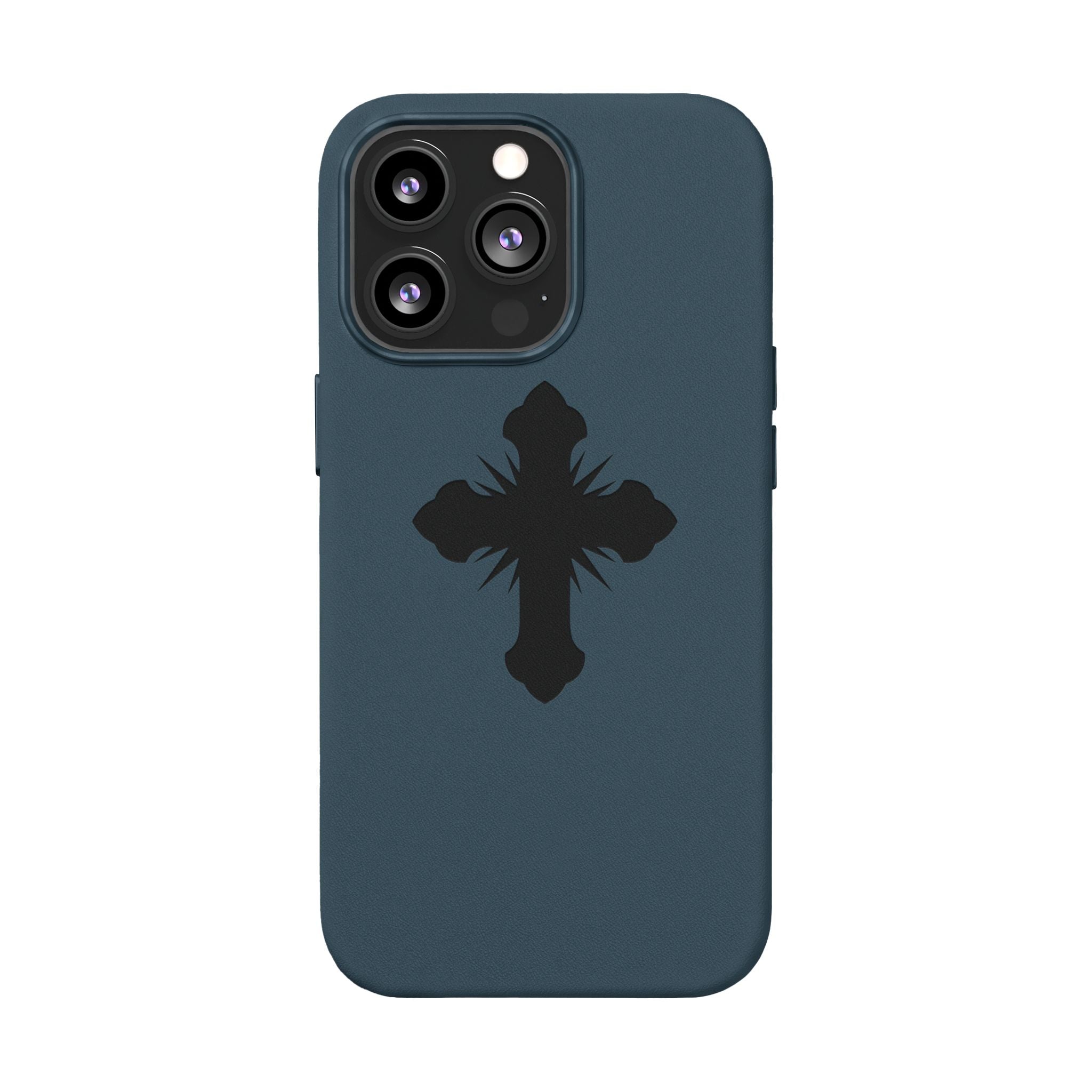 Leather Phone Case with Embossed Cross