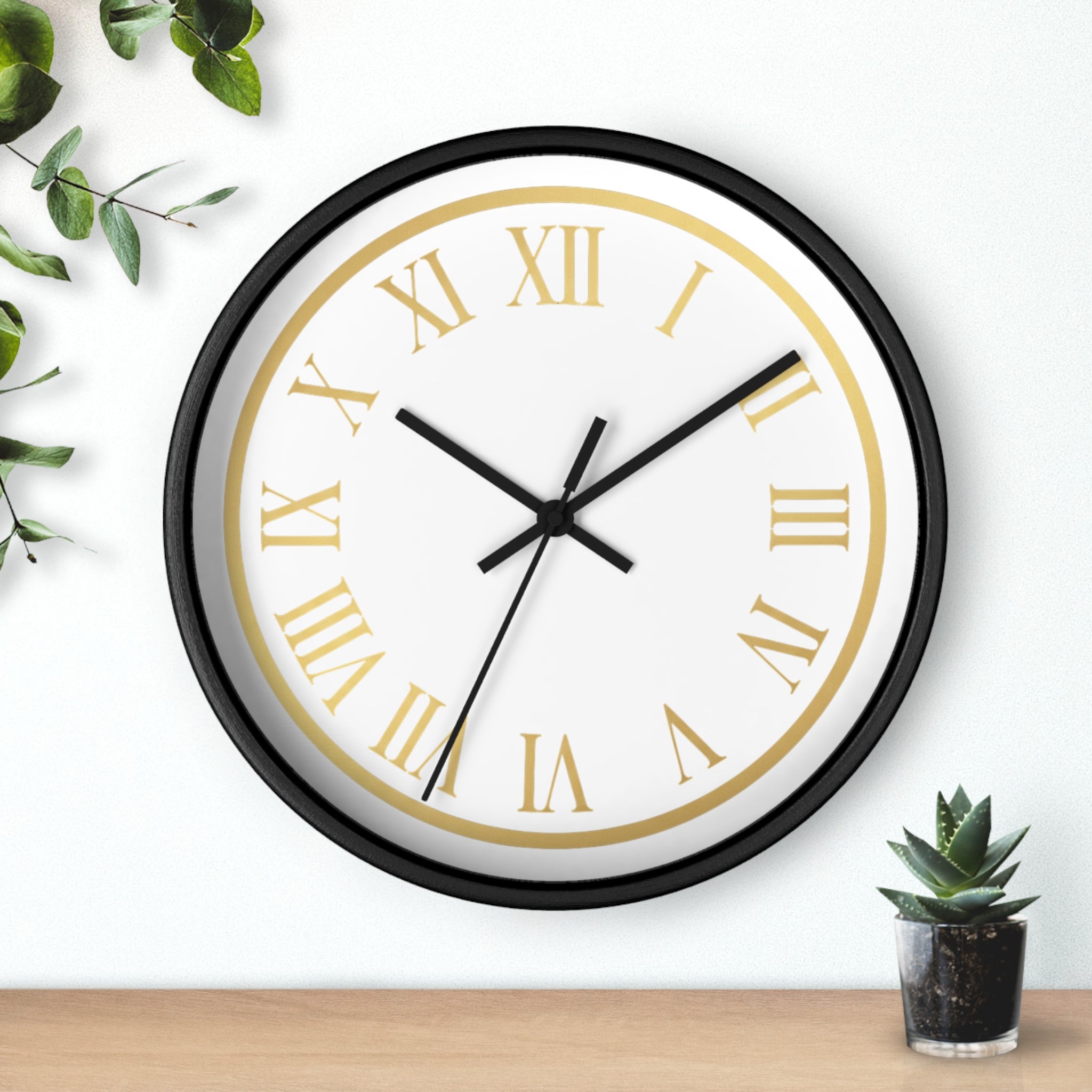 Black & Gold Roman Numeral Wall Clock