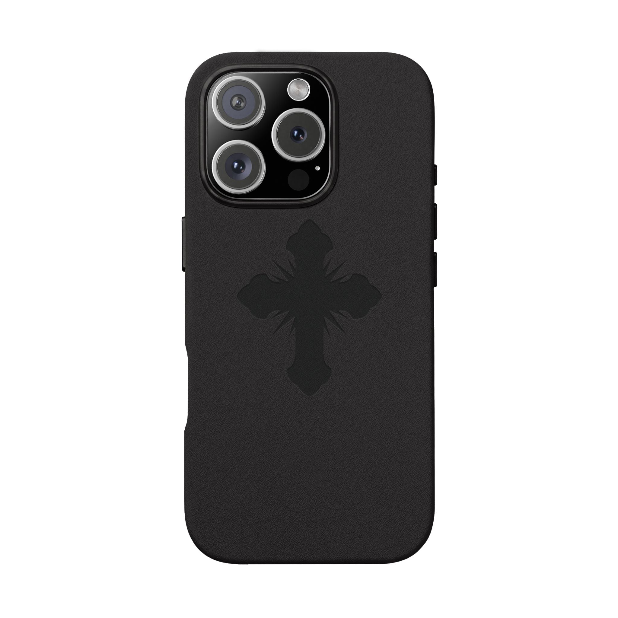 Leather Phone Case with Embossed Cross