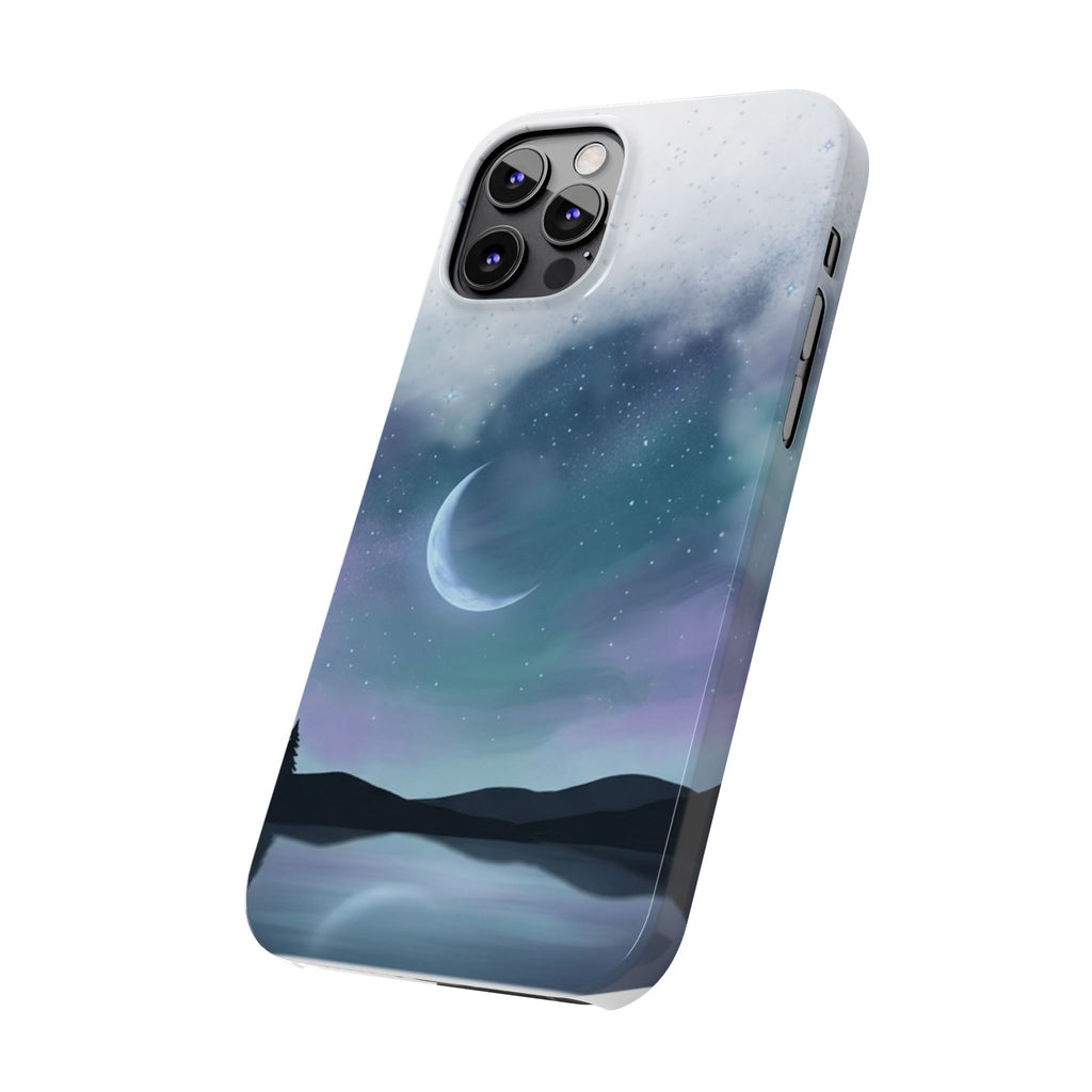 Phone Case – Night Sky Moon & Lake Artwork