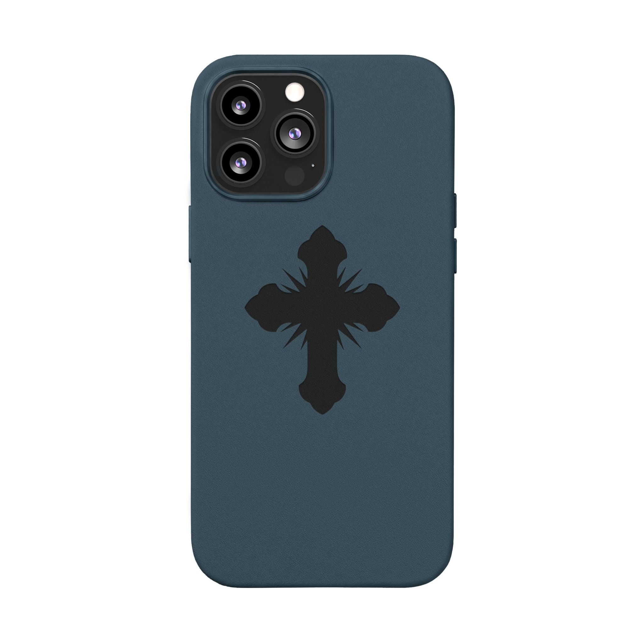 Leather Phone Case with Embossed Cross