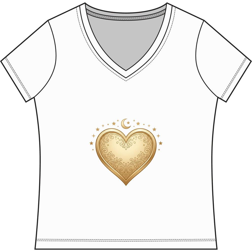 Gold Heart V-Neck Tee — Elegant Women’s Top