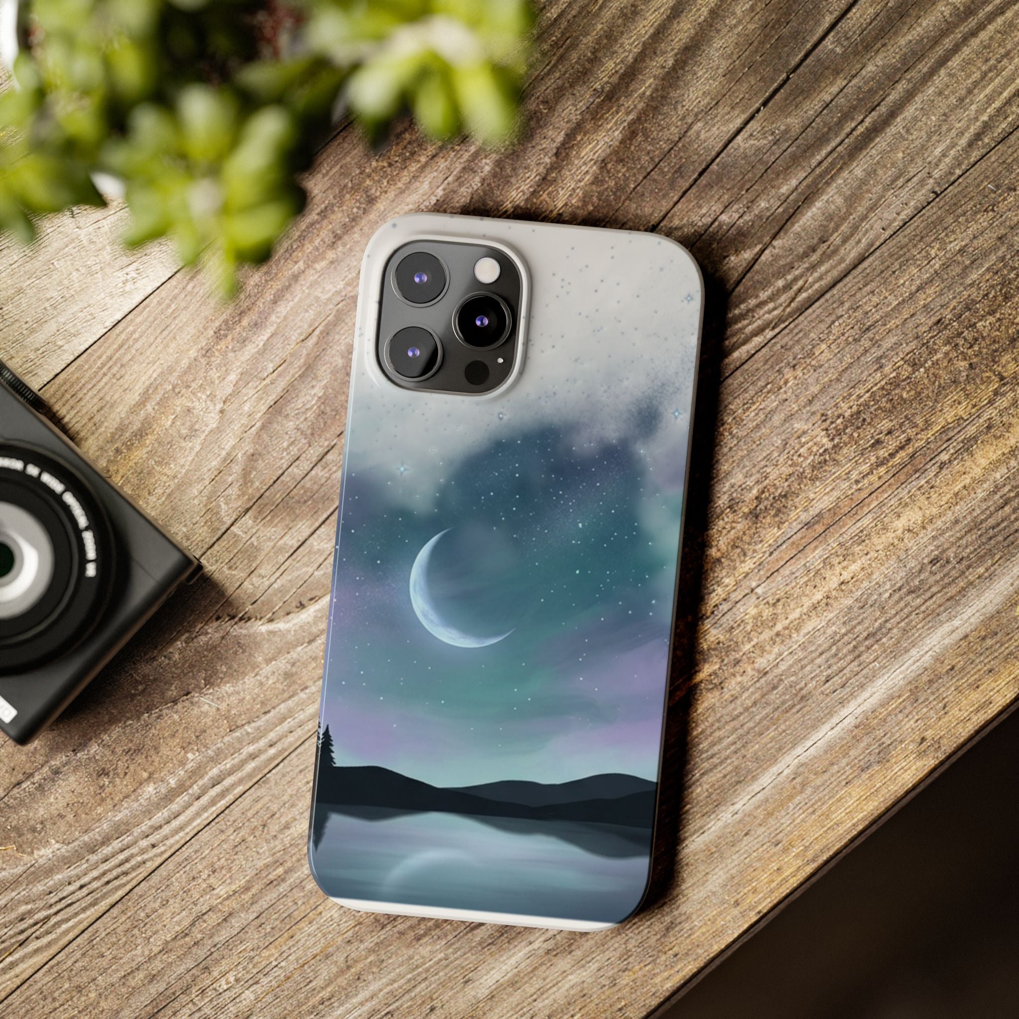 Phone Case – Night Sky Moon & Lake Artwork