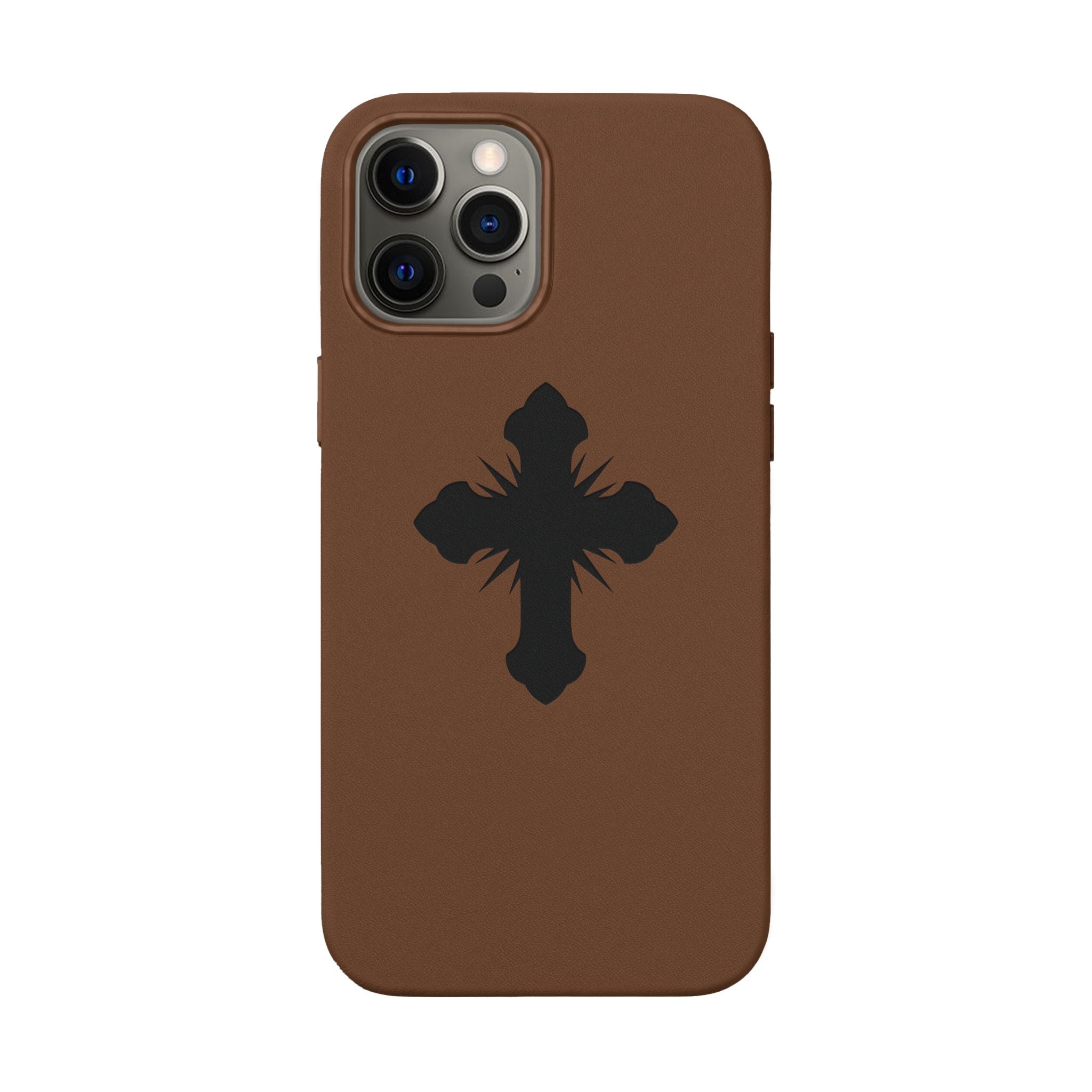Leather Phone Case with Embossed Cross