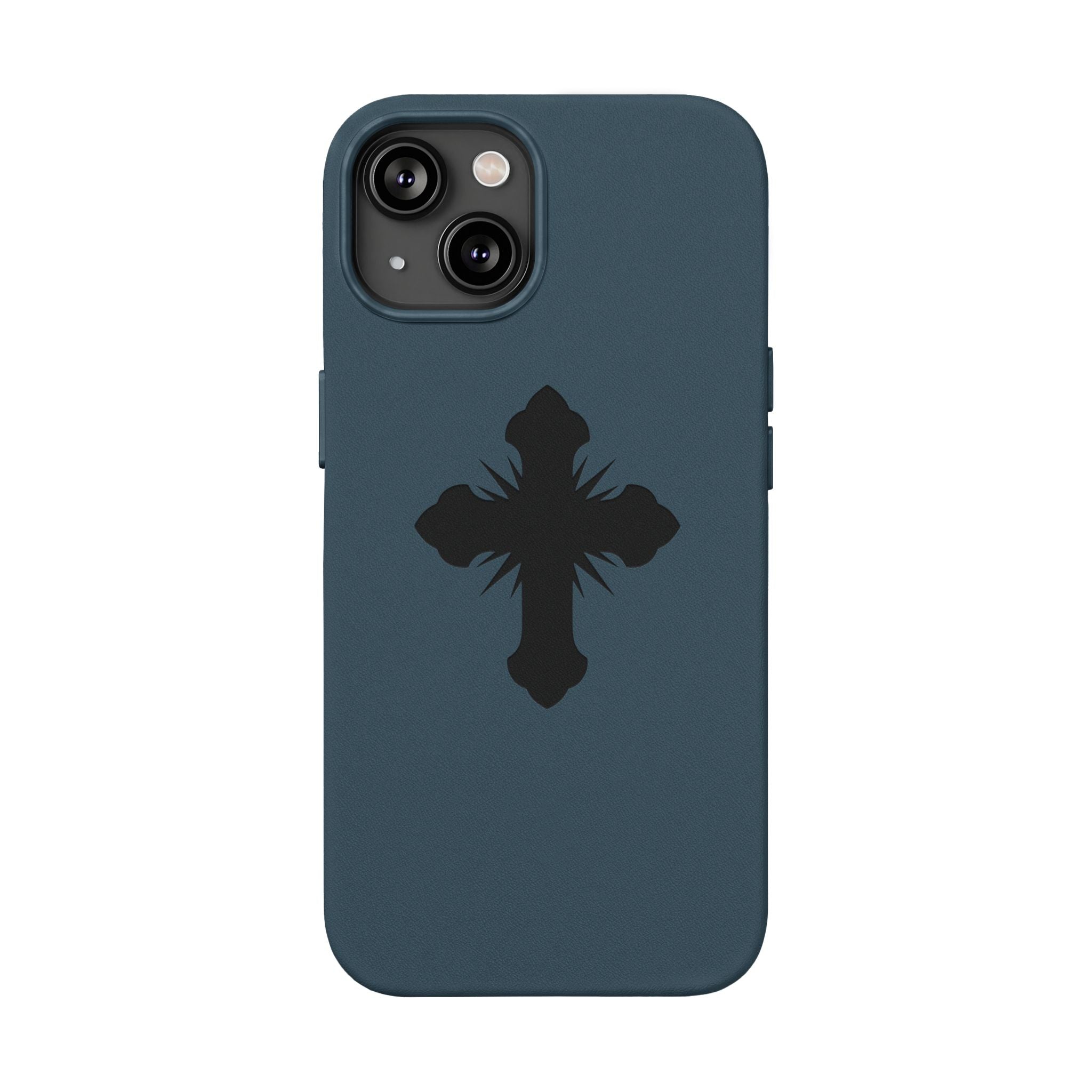 Leather Phone Case with Embossed Cross