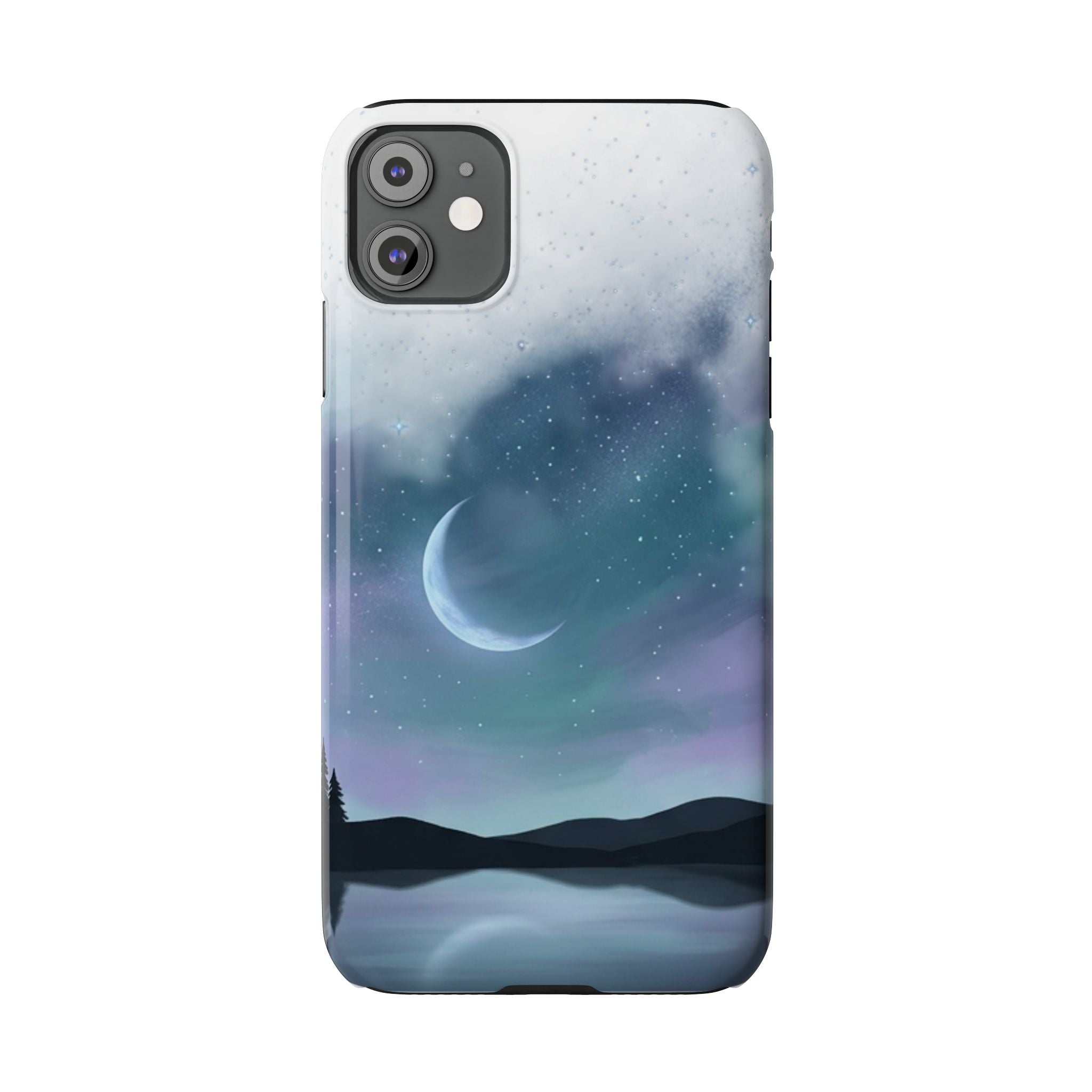 Phone Case – Night Sky Moon & Lake Artwork