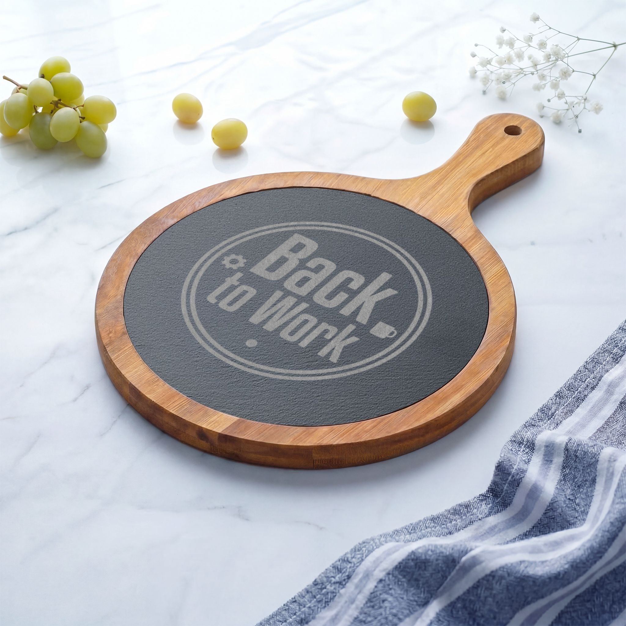 Engraved 'Back to Work' Charcuterie Board