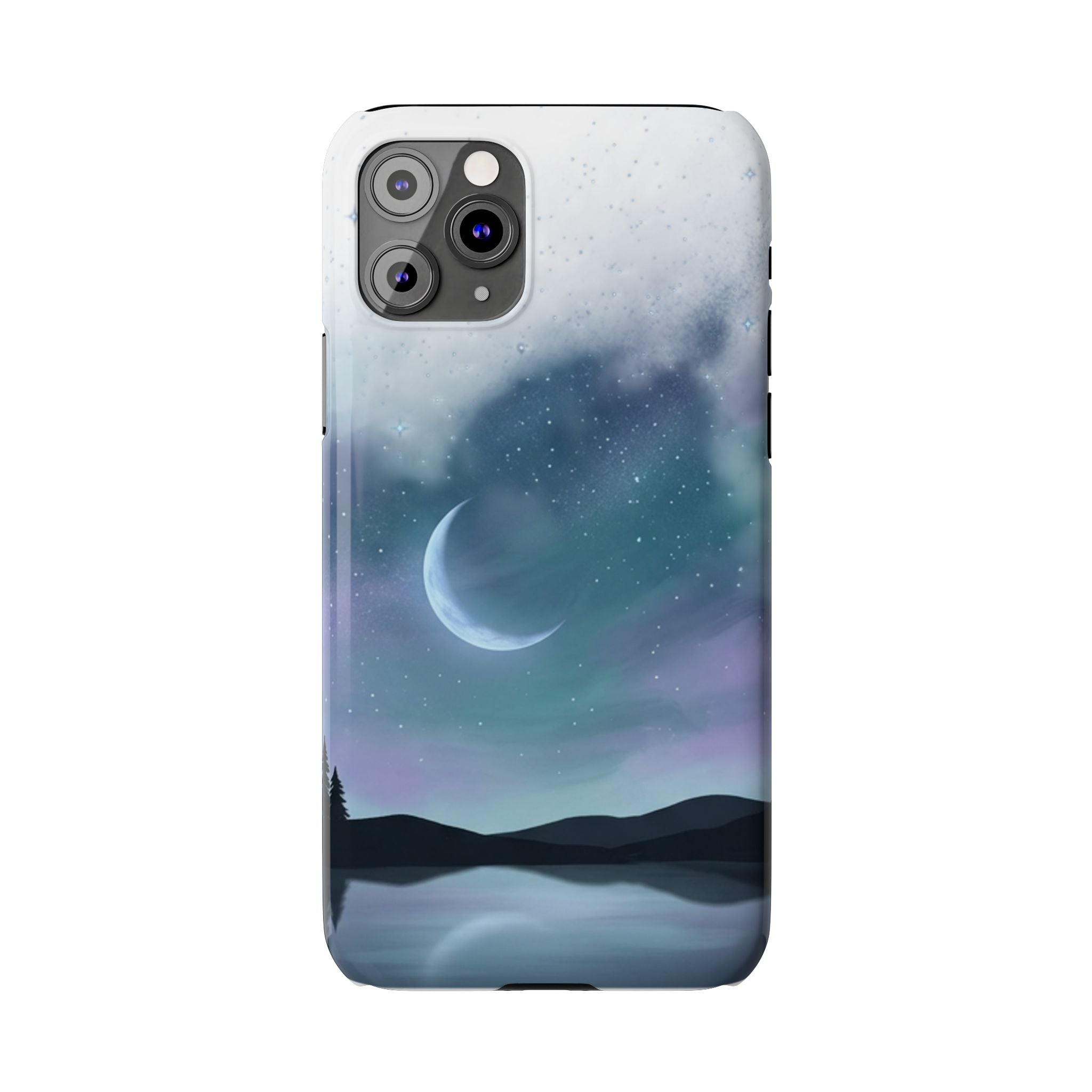 Phone Case – Night Sky Moon & Lake Artwork