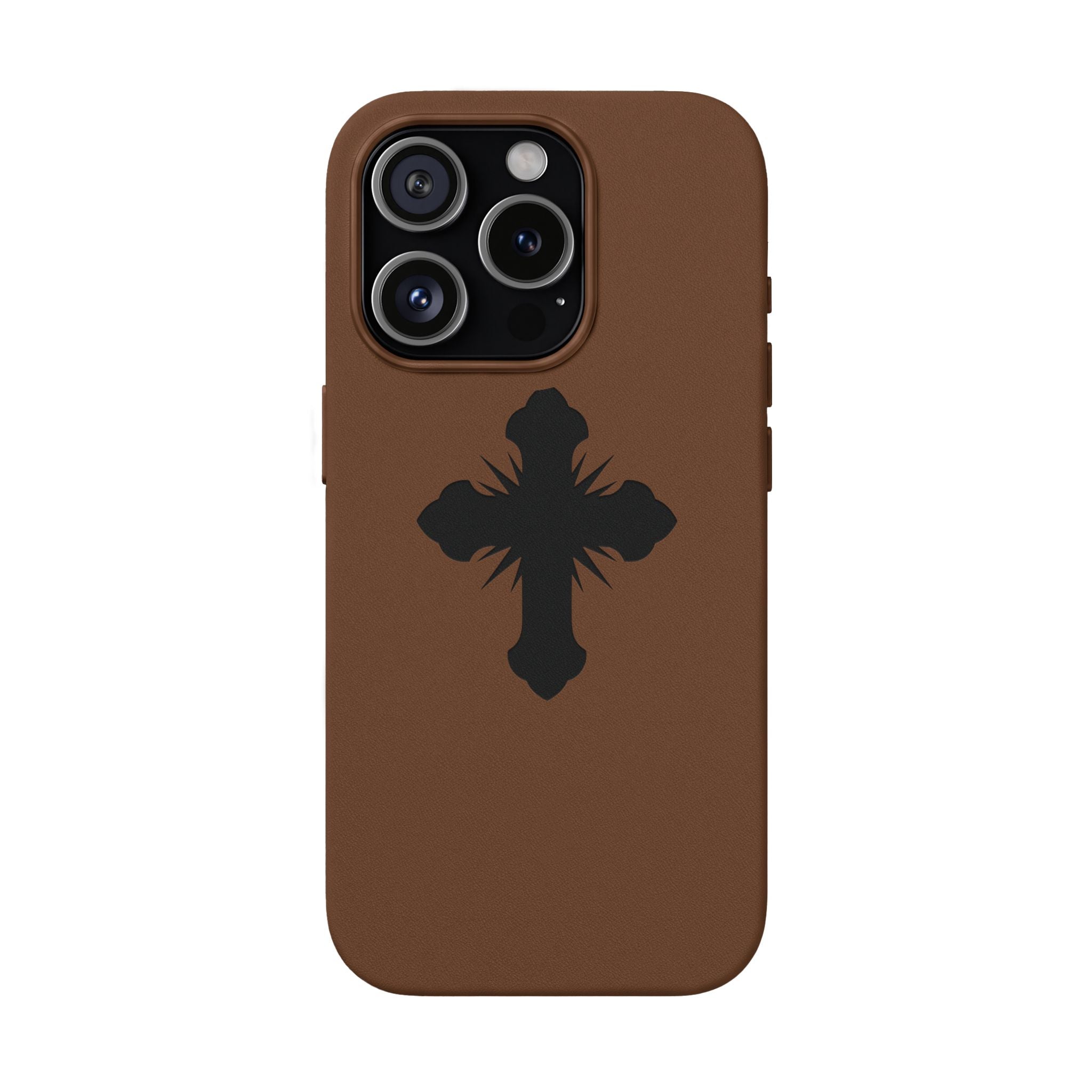 Leather Phone Case with Embossed Cross
