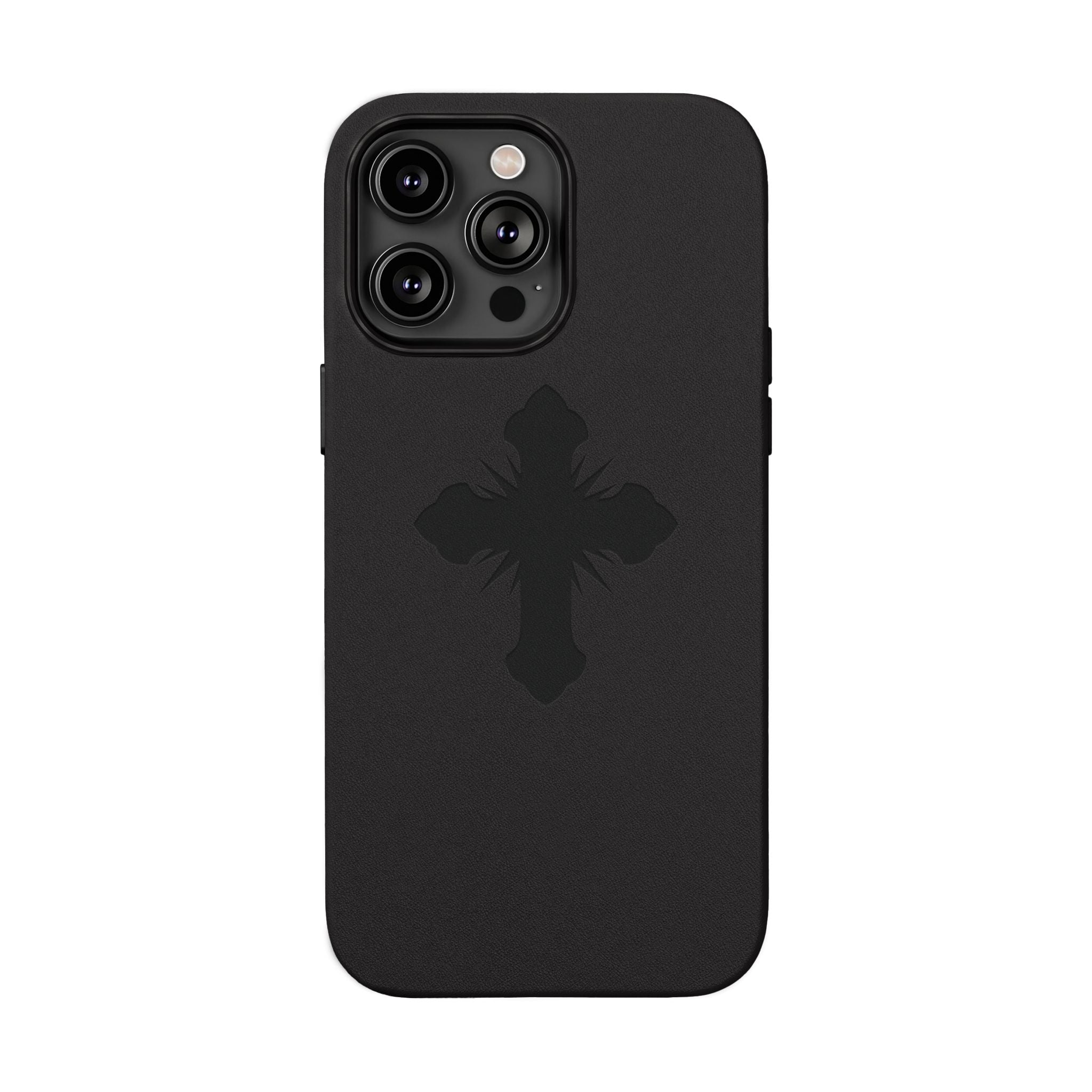 Leather Phone Case with Embossed Cross